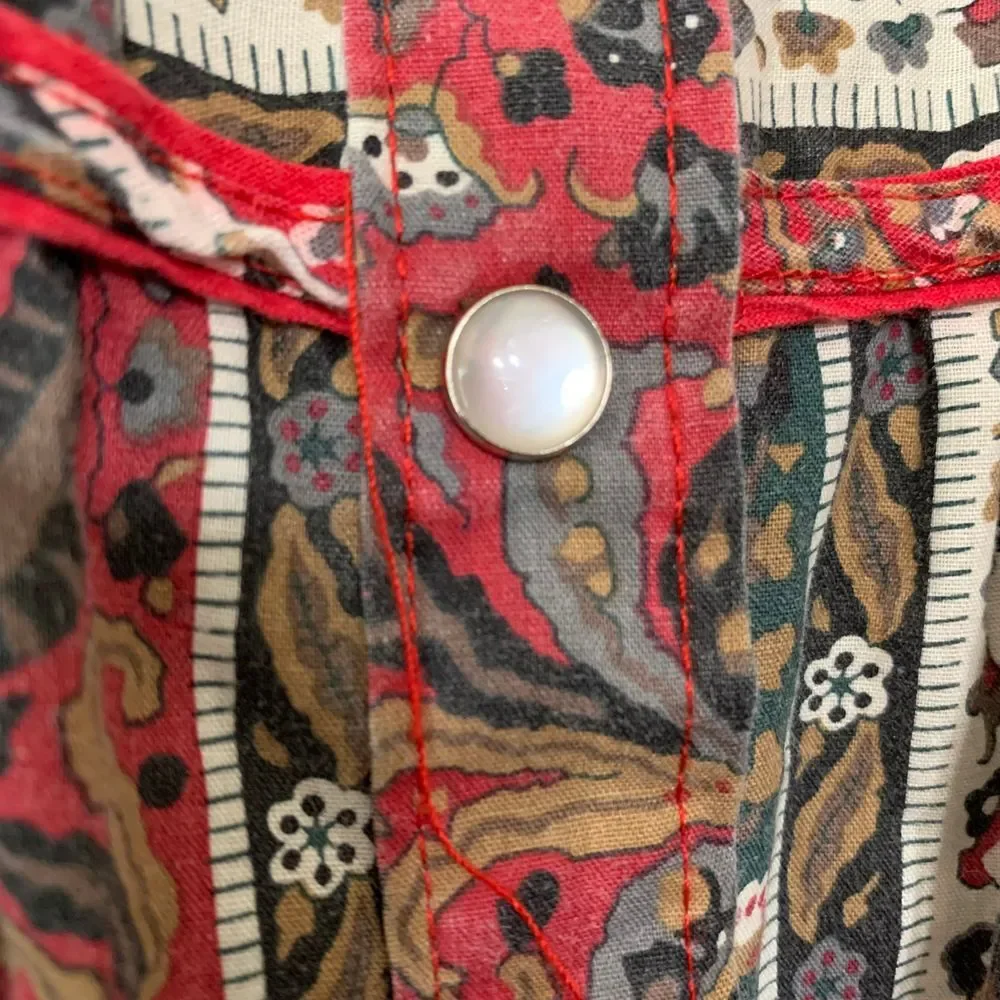 Vintage Models Coat Duster Lounge Pearl Snap Cottagecore Boho Paisley Size 12